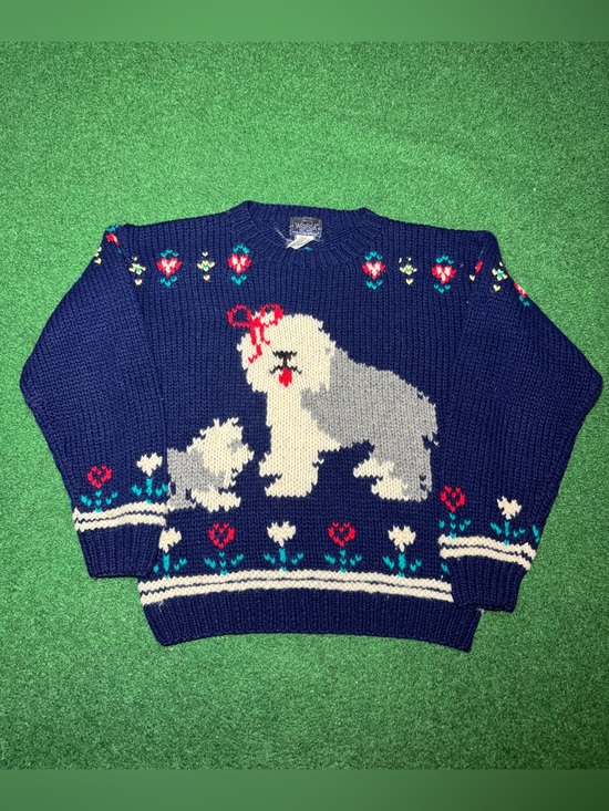 Woolrich Sweaters - Woolrich Intarsia Knit Vintage Sweater Small Sheep Dog 80s 90s Crewneck RARE